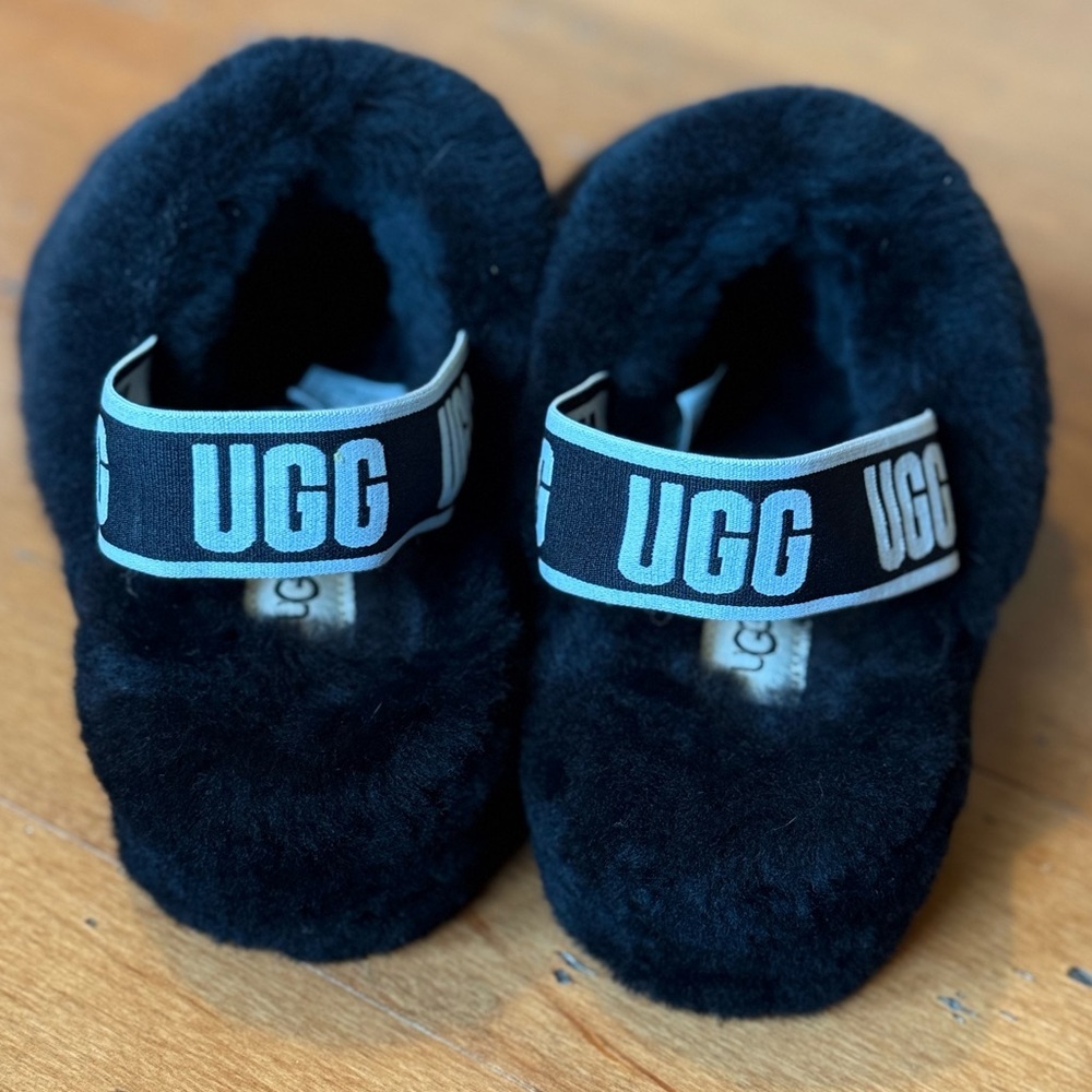 UGG Womens Fluff Yeah Slides Black Size 7 - Picture 3 of 6